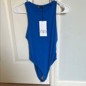Zara Blue Sleeveless Bodysuit